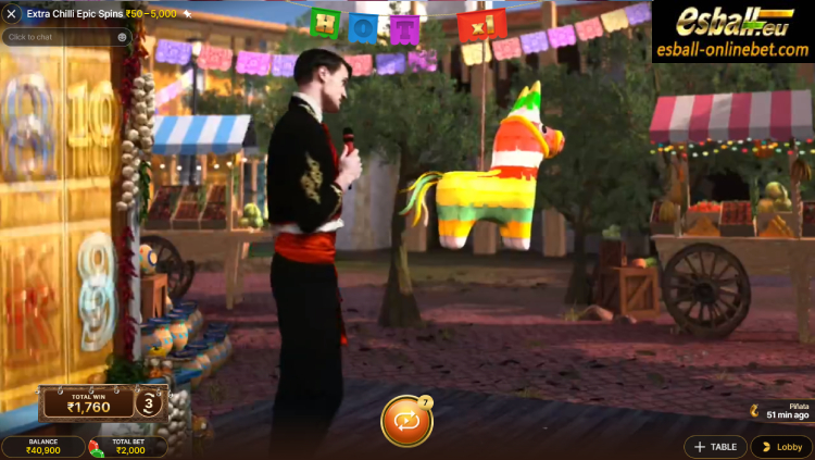 एक्स्ट्रा चिली एपिक स्पिन्स इवोल्यूशन, Extra Chilli Epic Spins Live-Piñata