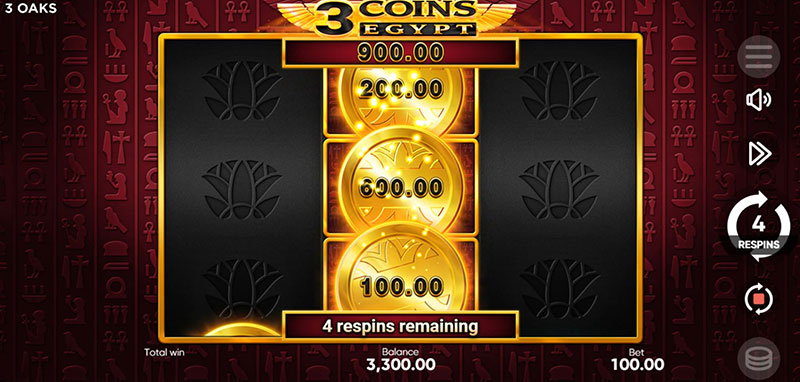 3 Oaks 3 Coins Egypt Slot - 4 Respin