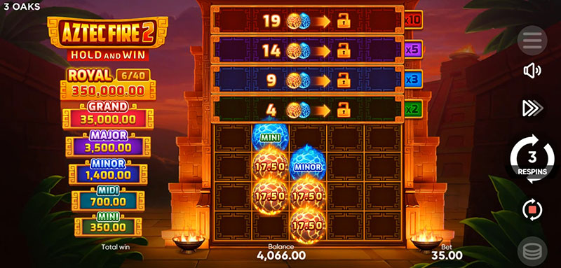 3 Oaks Aztec Fire 2 Slot - Only Bonus Symbols