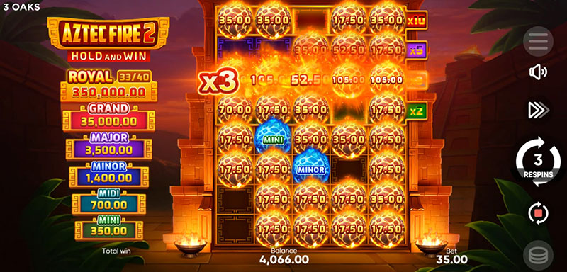 3 Oaks Aztec Fire 2 Slot - Entire Unlocked Row