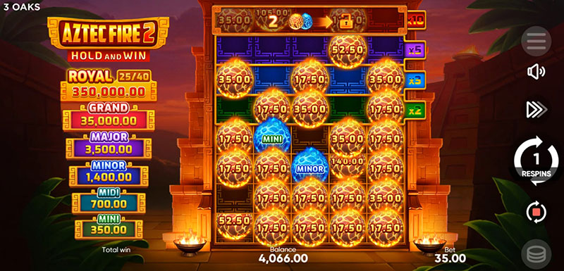 3 Oaks Aztec Fire 2 Slot - Respin Reset