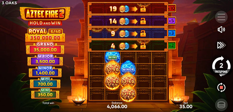 3 Oaks Aztec Fire 2 Slot - Jackpot Bonus Symbol