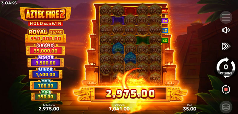 3 Oaks Aztec Fire 2 Slot - Total Bonus