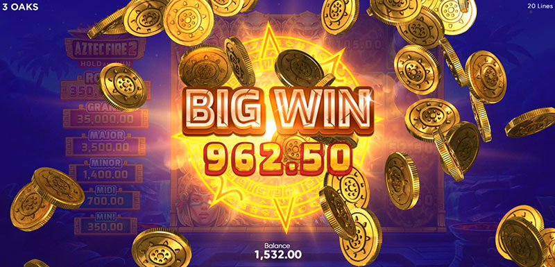 3 Oaks Aztec Fire 2 Slot - Big Win