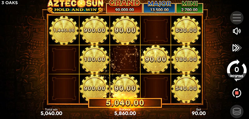 3 Oaks Aztec Sun Slot - Total Bonus