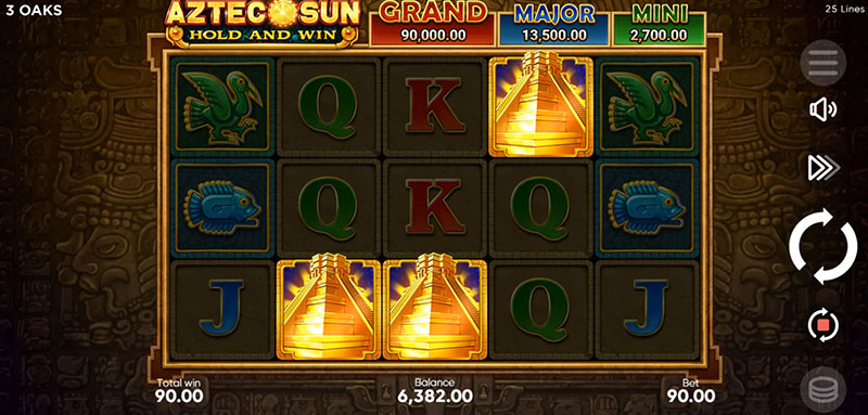 3 Oaks Aztec Sun Slot - Free Spins Bonus Game