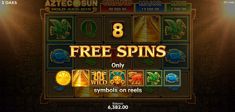 3 Oaks Aztec Sun Slot - 8 Free Spins