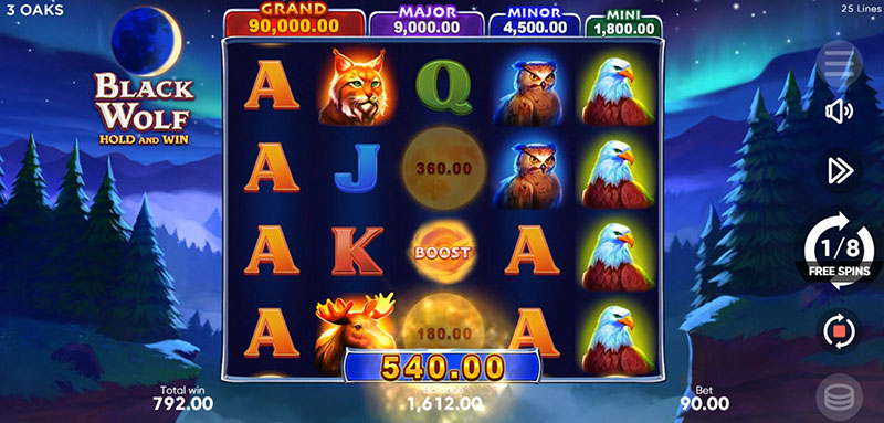 3 Oaks Black Wolf Slot - All Bonus Symbols Summed Up