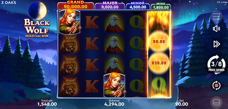 3 Oaks Black Wolf Slot - Retrigger Free Spins