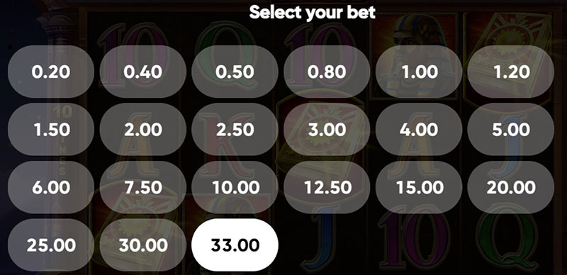 3 Oaks Book of Sun Choice Slot - Betting Option