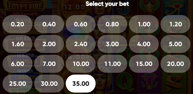 3 Oaks Egypt Fire Slot - Betting Option