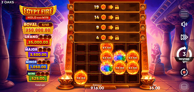 3 Oaks Egypt Fire Slot - Only Bonus or Mystery Token Symbols