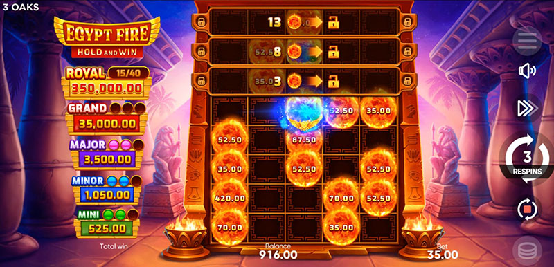 3 Oaks Egypt Fire Slot - Random Jackpot Token