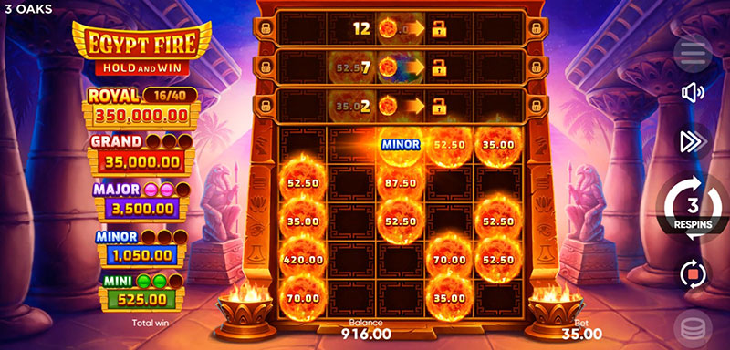 3 Oaks Egypt Fire Slot - Jackpot Token Restarts