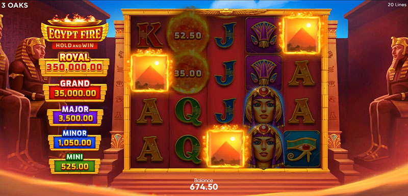 3 Oaks Egypt Fire Slot - Free Spins Bonus Game