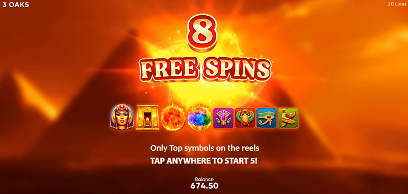 3 Oaks Egypt Fire Slot - 8 Free Spins