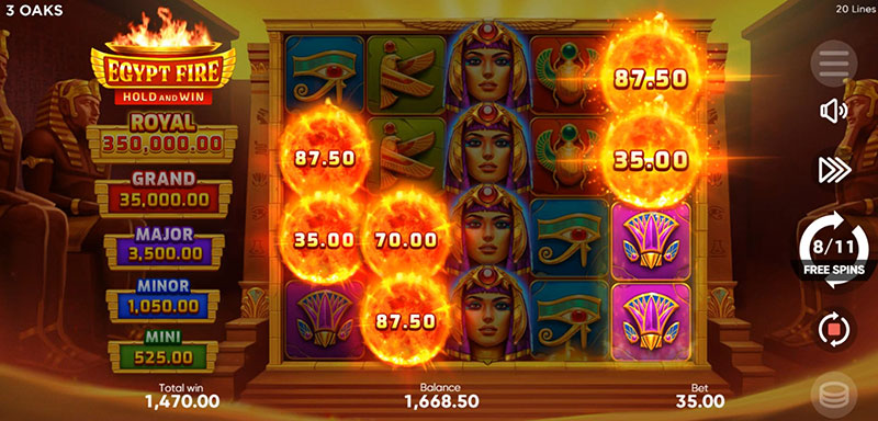 3 Oaks Egypt Fire Slot - Trigger Bonus Game