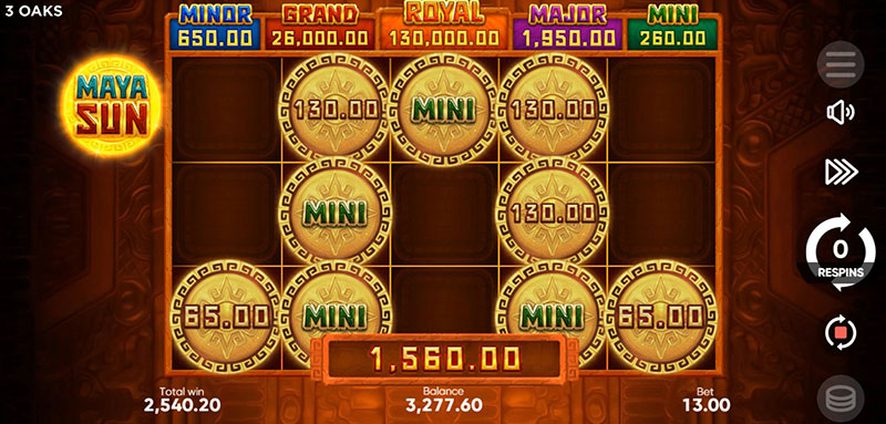 3 Oaks Maya Sun Slot - Total Bonus