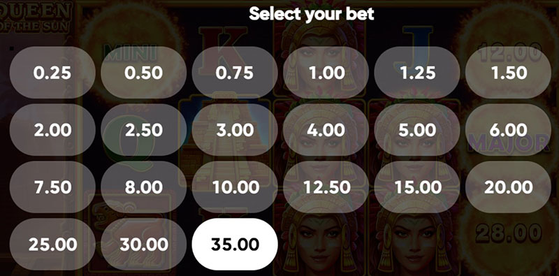 3 Oaks Queen Of The Sun Slot - Betting Option
