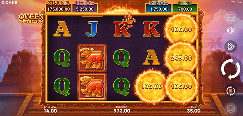 3 Oaks Queen Of The Sun Slot - Trigger Bonus Game