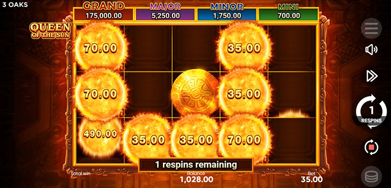 3 Oaks Queen Of The Sun Slot - Respin Reset