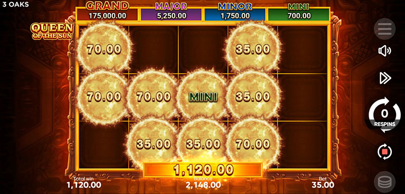 3 Oaks Queen Of The Sun Slot - Total Bonus