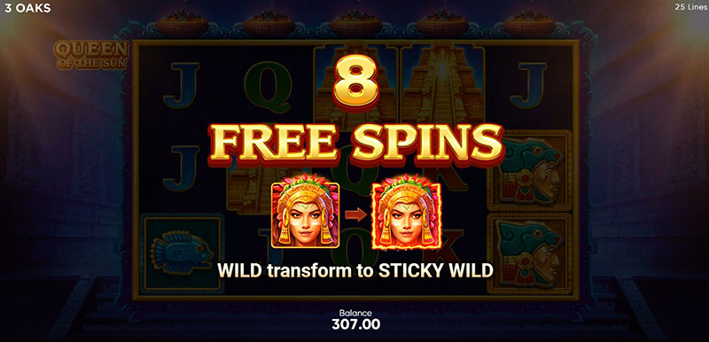 3 Oaks Queen Of The Sun Slot - 8 Free Spins