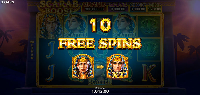 3 Oaks Scarab Boost Slot - 10 Free Spins