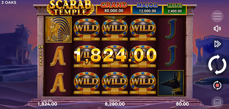 3 Oaks Scarab Temple Slot - Big Win