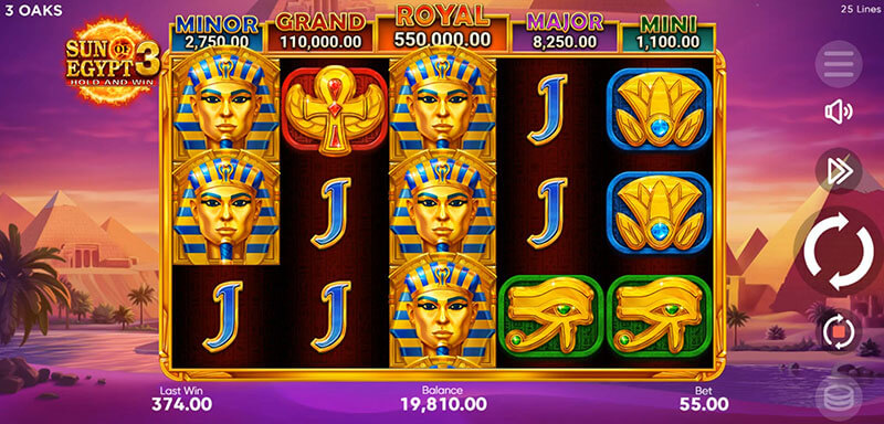3 Oaks Sun of Egypt 3 Slot - Wild Symbol