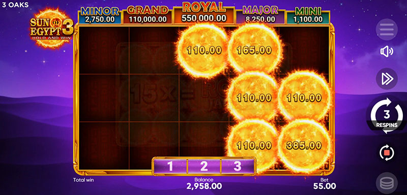 3 Oaks Sun of Egypt 3 Slot - Bonus Symbols Appear