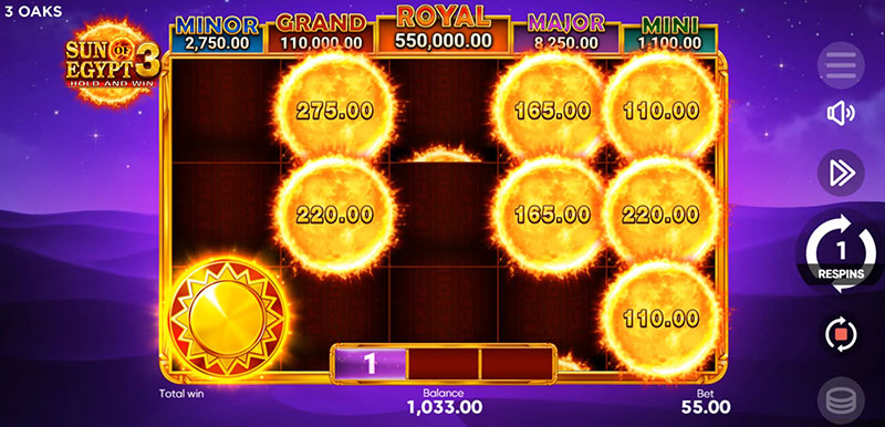 3 Oaks Sun of Egypt 3 Slot - 3 Respin