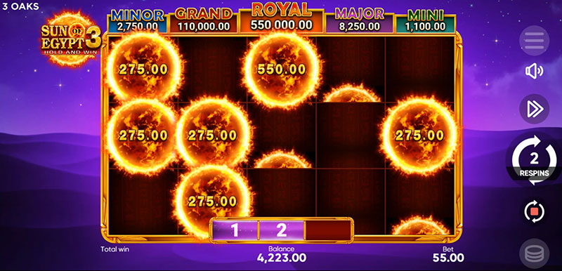 3 Oaks Sun of Egypt 3 Slot - Respin 3