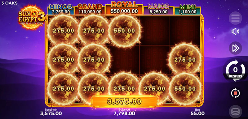 3 Oaks Sun of Egypt 3 Slot - Total Bonus