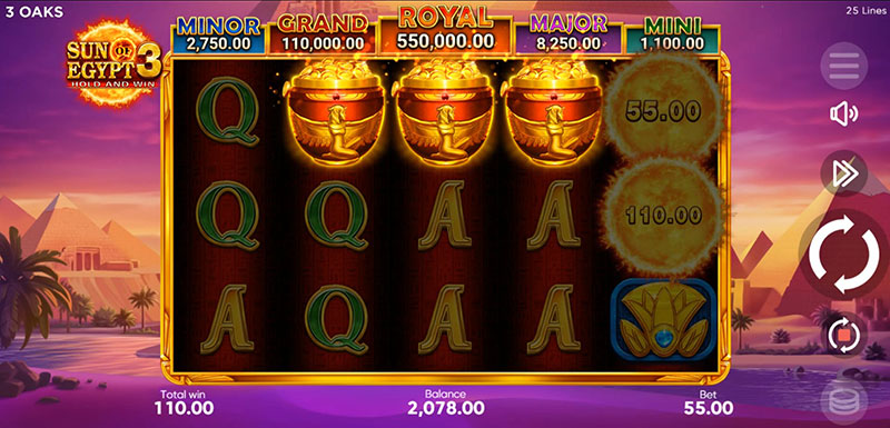 3 Oaks Sun of Egypt 3 Slot - Free Spins Bonus Game