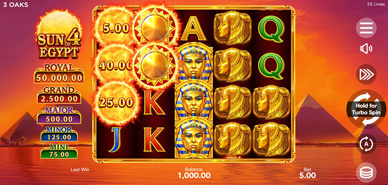 Guide to Play 3 Oaks Sun of Egypt 4 Slot