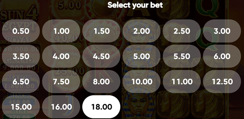 3 Oaks Sun of Egypt 4 Slot - Betting Option