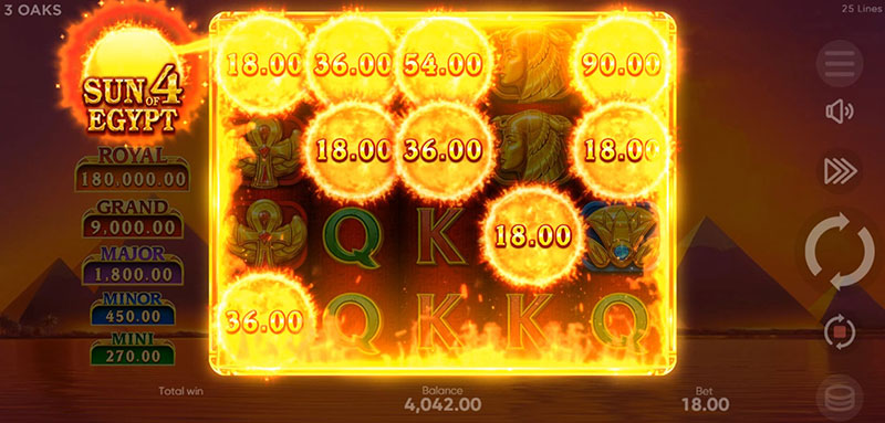 3 Oaks Sun of Egypt 4 Slot - Mystery Symbol Trigger Bonus Game