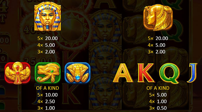 3 Oaks Sun of Egypt 4 Slot - Symbols and Paytable