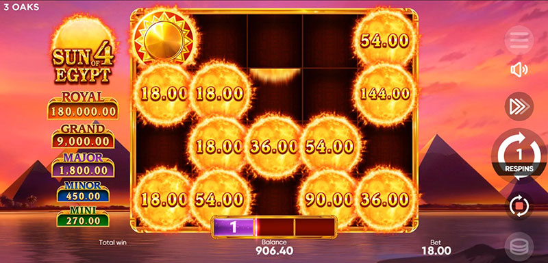 3 Oaks Sun of Egypt 4 Slot - Respin Reset