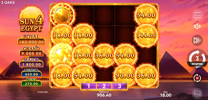 3 Oaks Sun of Egypt 4 Slot - Respin Reset