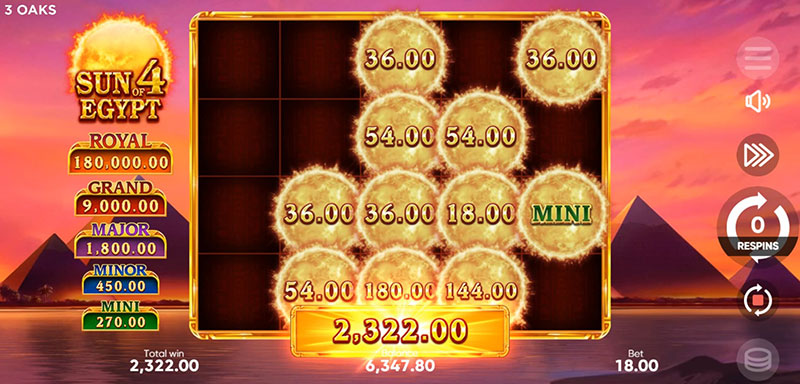 3 Oaks Sun of Egypt 4 Slot - Total Bonus