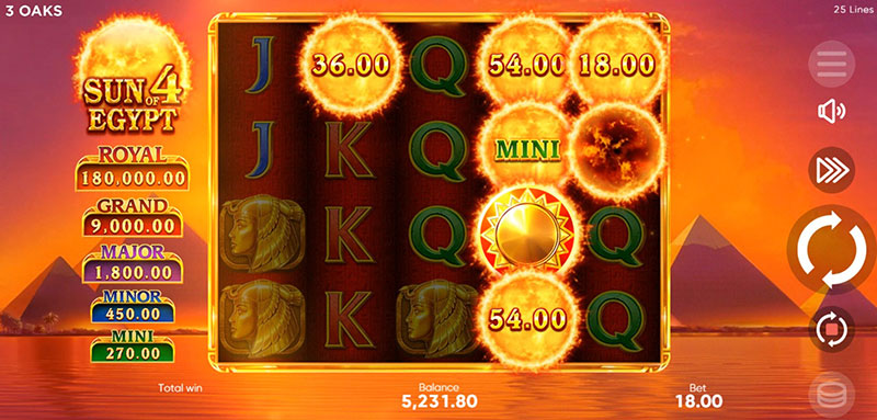 3 Oaks Sun of Egypt 4 Slot - Triggered Super Bonus Game