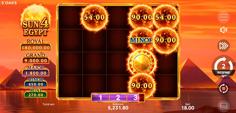 3 Oaks Sun of Egypt 4 Slot - Bonus Symbols Landed