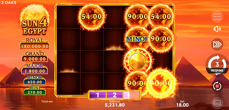 3 Oaks Sun of Egypt 4 Slot - Respin Reset