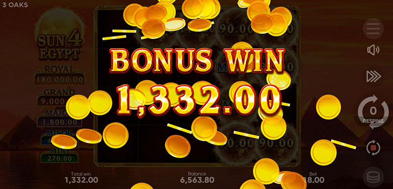 3 Oaks Sun of Egypt 4 Slot - Bonus Win
