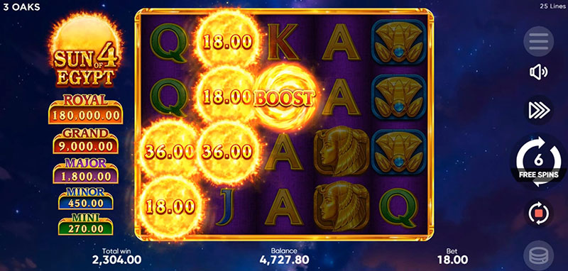 3 Oaks Sun of Egypt 4 Slot - Triggered Bonus Game