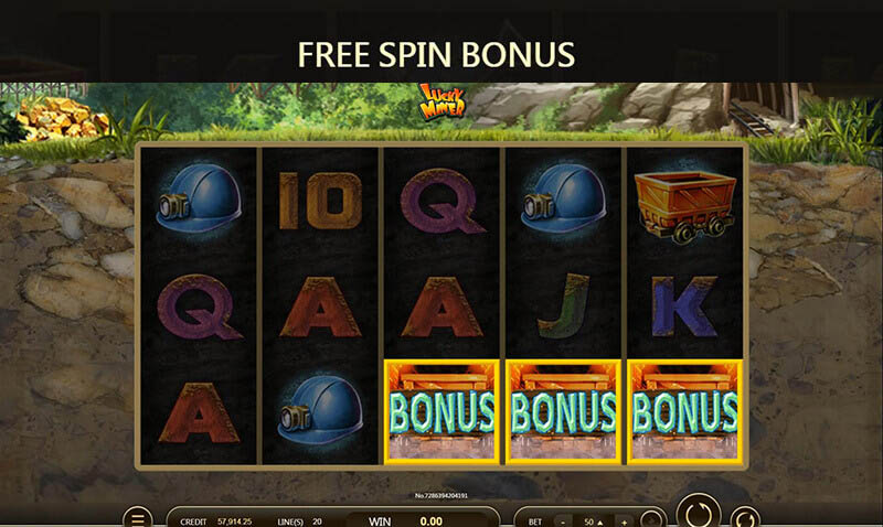 Lucky Miner Slot Machine Free Spin Bonus