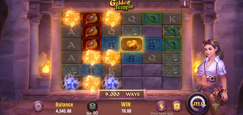 JILI Golden Temple Slot - Multi-Eliminated Wild Symbol Disappears